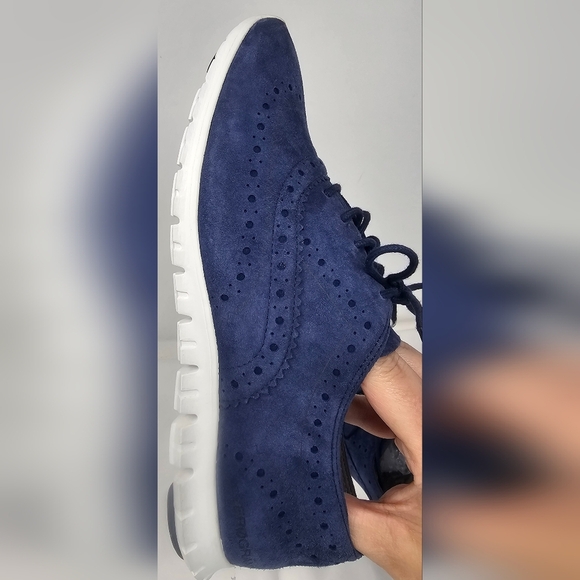 Cole Haan Zerogrand Wingtip Women's Blue Suede Leather Shoes Size 7B Excellent - Picture 4 of 16